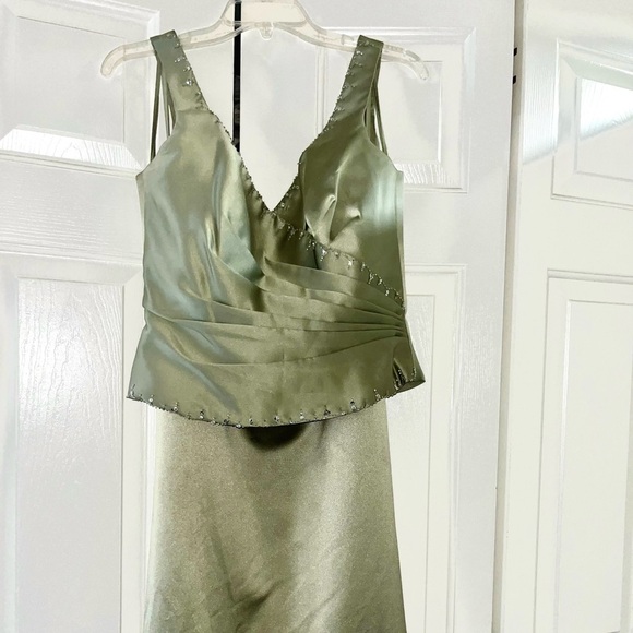 Sage Green 2 Piece Formal Long Gown - Picture 2 of 6